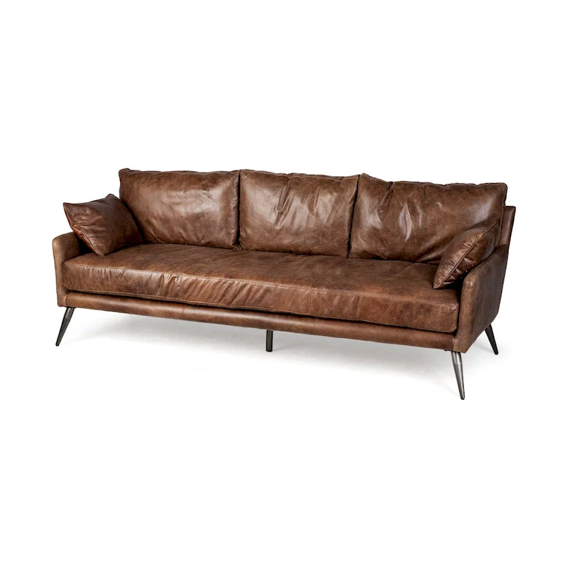 Brown Genuine Leather Sofa - 82.0L x 33.0W x 32.3H