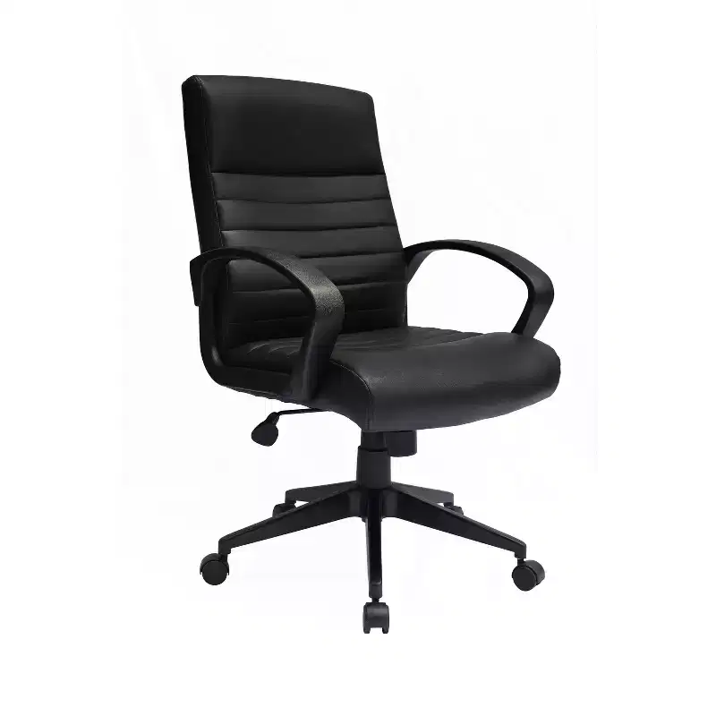 Boss Office Products Ribbed Back Task Chair Black : Ergonomic with Lumbar Support, Adjustable Height & Fixed Arms