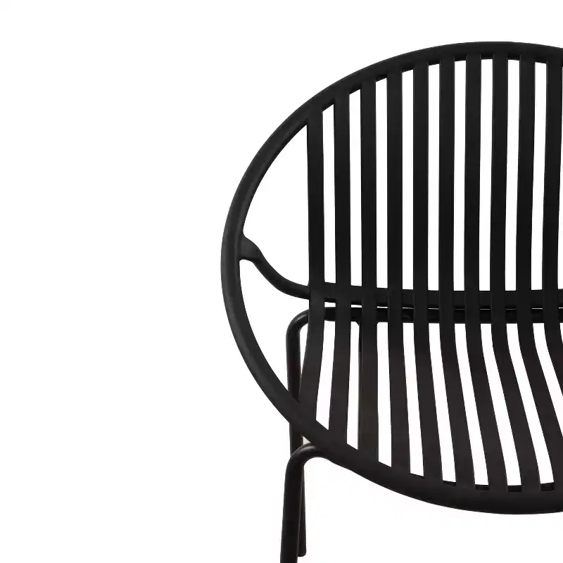 Patio Dining Chairs Stackable Chairs with Breathable Design Modern Simple Art Style (Set of 2),Metal Legs+Plastic backrest,Black