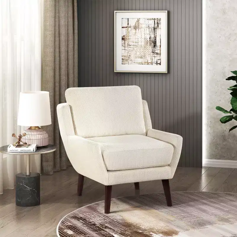 TUYOHW Accent Chair,Lounge Armchair with Chenille Upholstery,Reversible Cushion,Solid Wood Legs,Sofa Chair for Living Room,Bedroom,Office