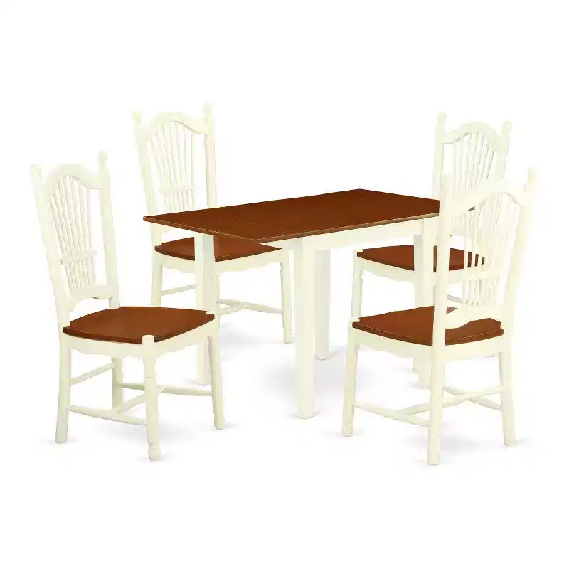 HomeStock 5-Pc Buttermilk and Cherry Solid Wood Top - Dining Room Set - Seats 4