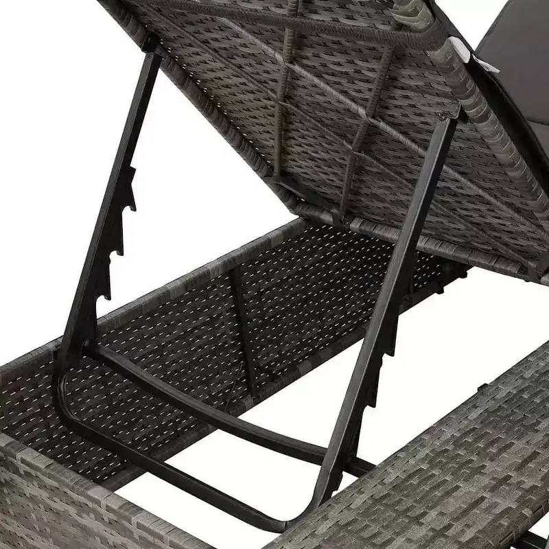 vidaXL Double Sun Lounger Grey 80.71 x 50.79 x 78.74 in Poly Rattan