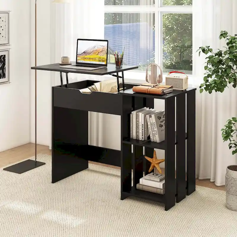 Costway Lift Top Computer Desk Standing Desk with Hidden Compartments - See Details