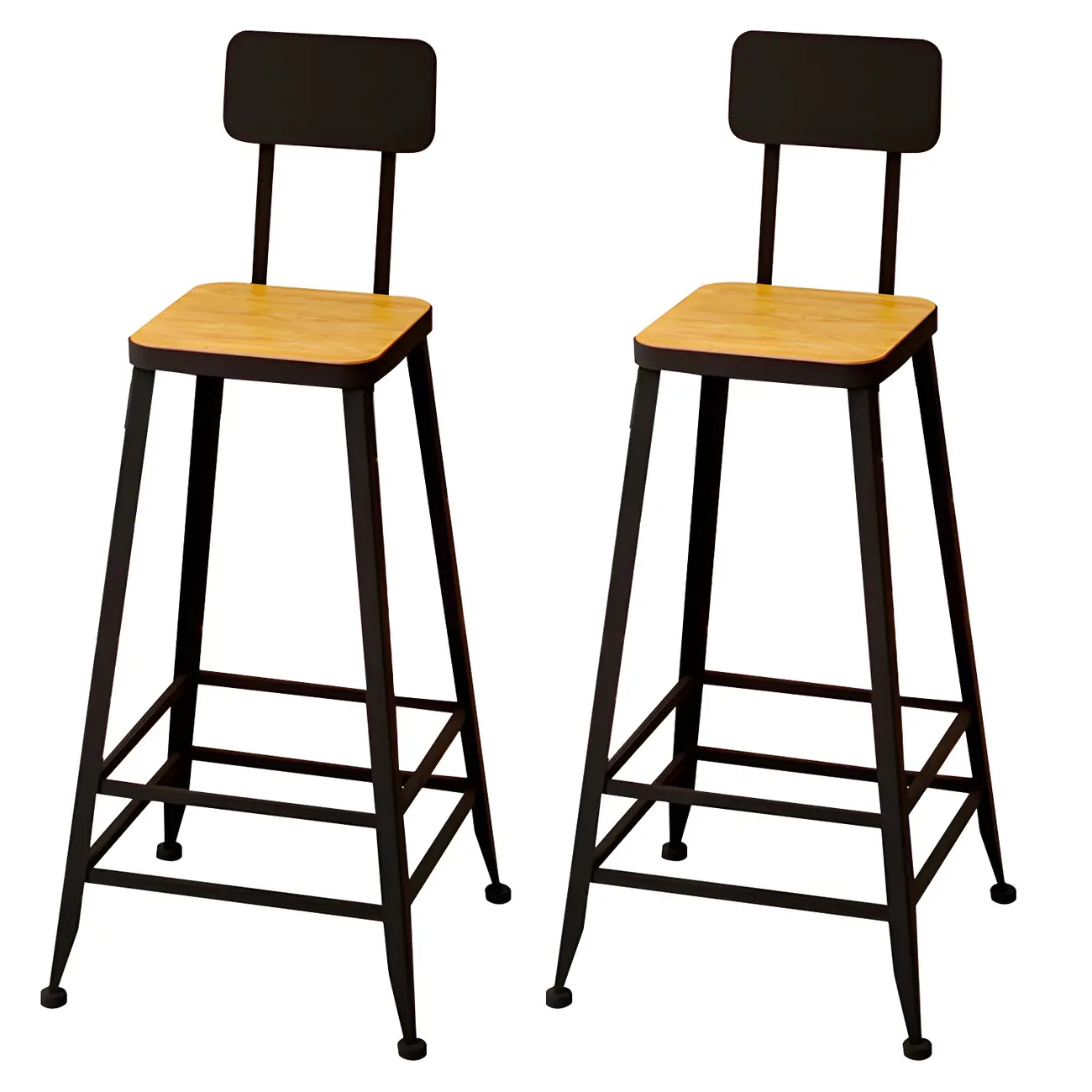 Saddle Wood Backless Bar Stools Metal Frame