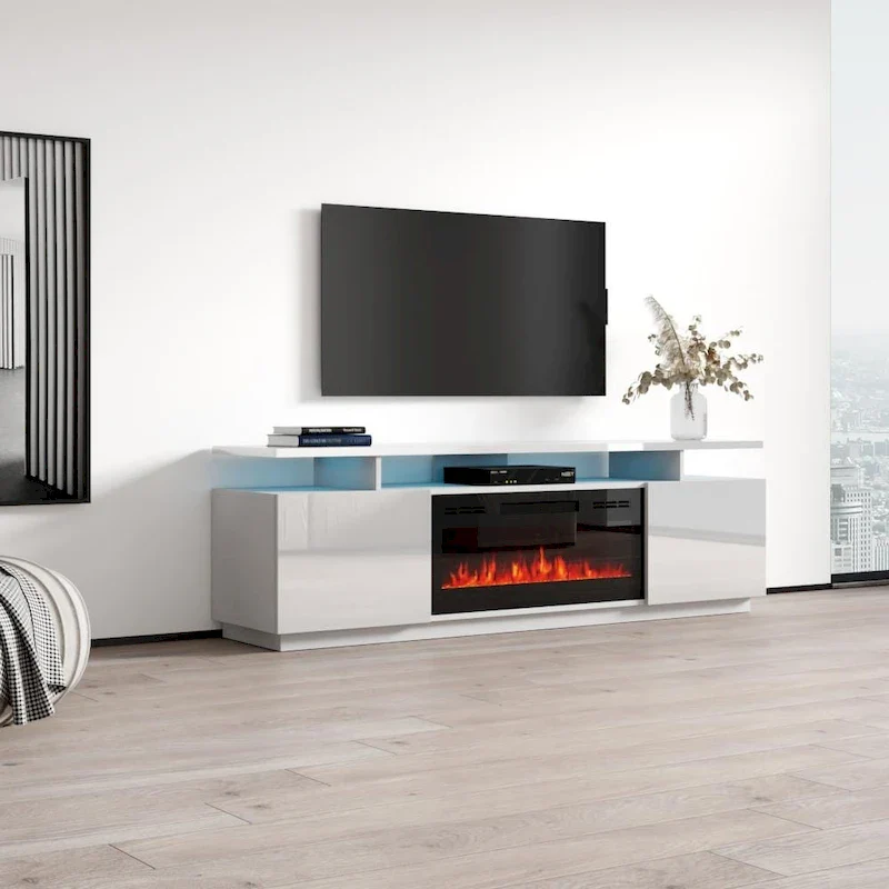 Eva Modern TV Stand with Electric Fireplace