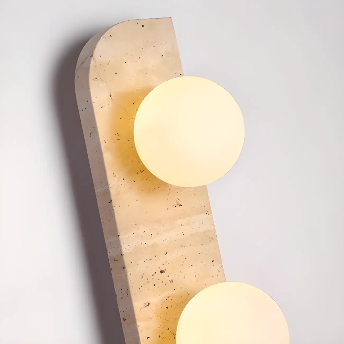 Modern Beige Stone Glass Globe Ambient Wall Sconce