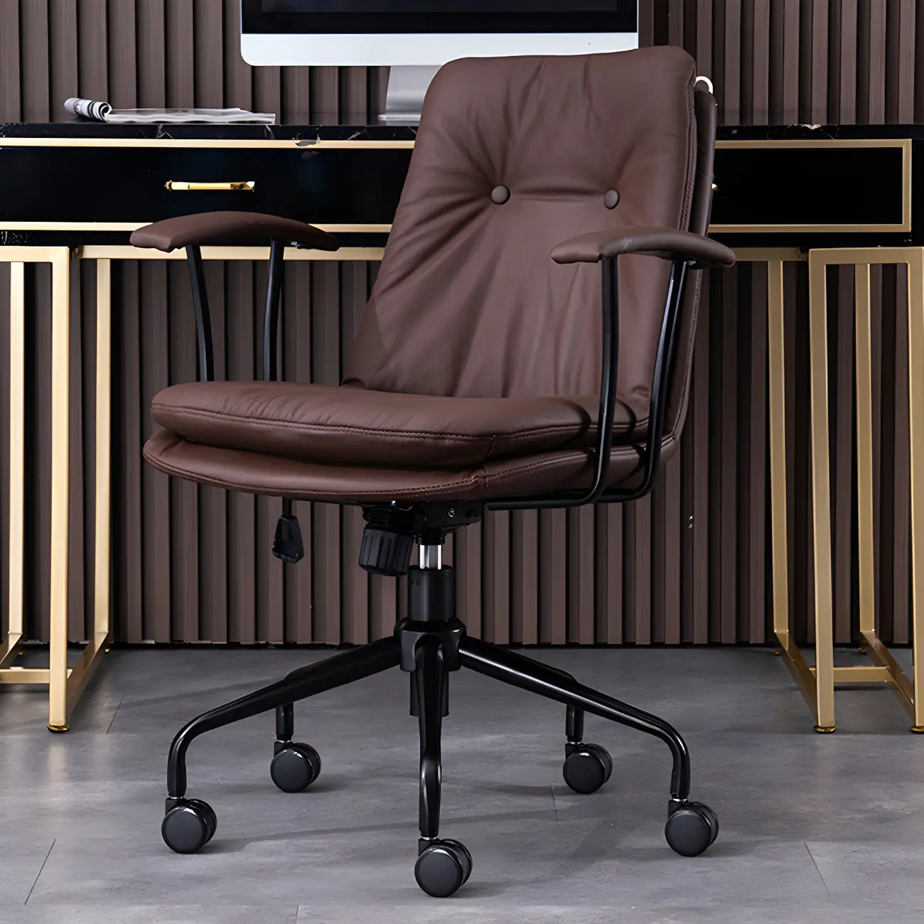 Modern Green Leather Swivel Tilt Office Chair