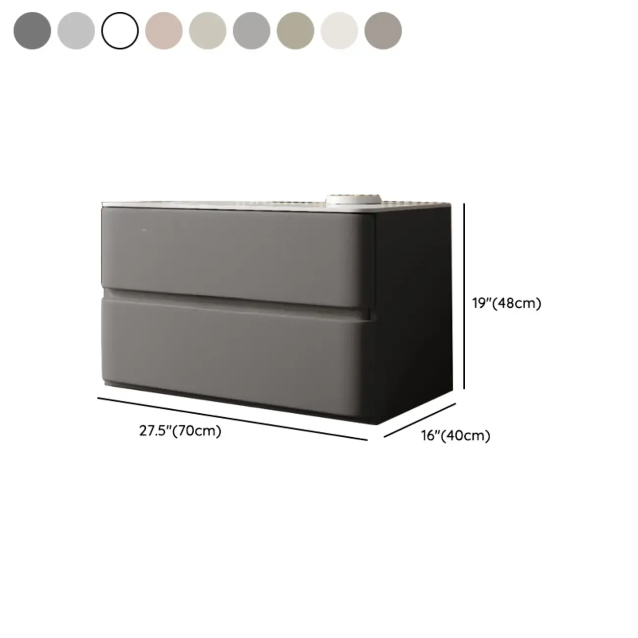 Modern Stone Top Wooden White Bedside Table 2 Drawers