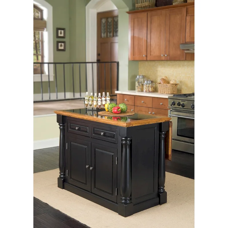 Black and Oak Kitchen Island