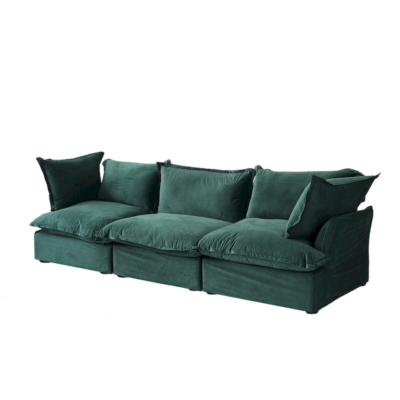 Modular Sectional Sofa Couch, 122.82 Velvet 3 Seater Sofa