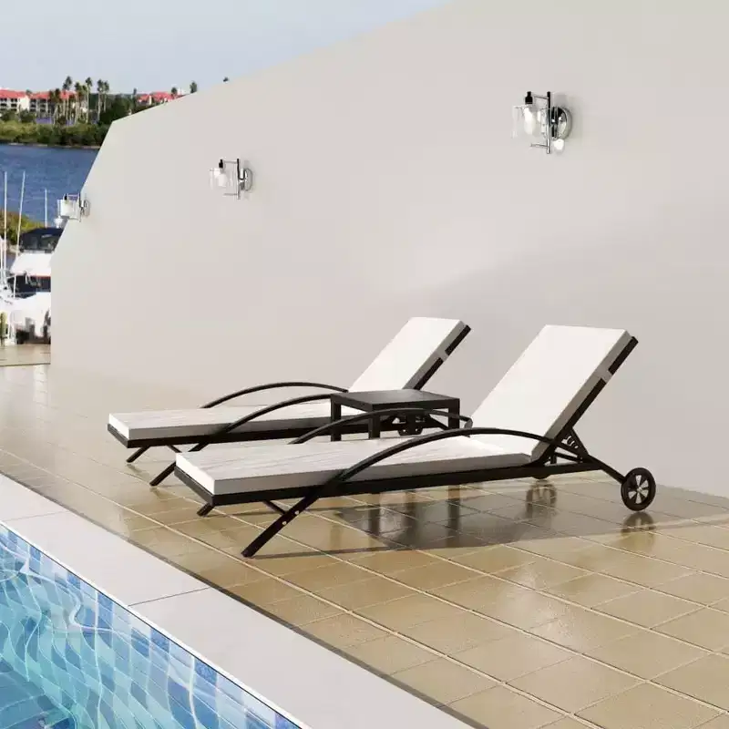 vidaXL Patio Lounge Chairs Outdoor Sunloungers Backyard Sunbeds Poly Rattan