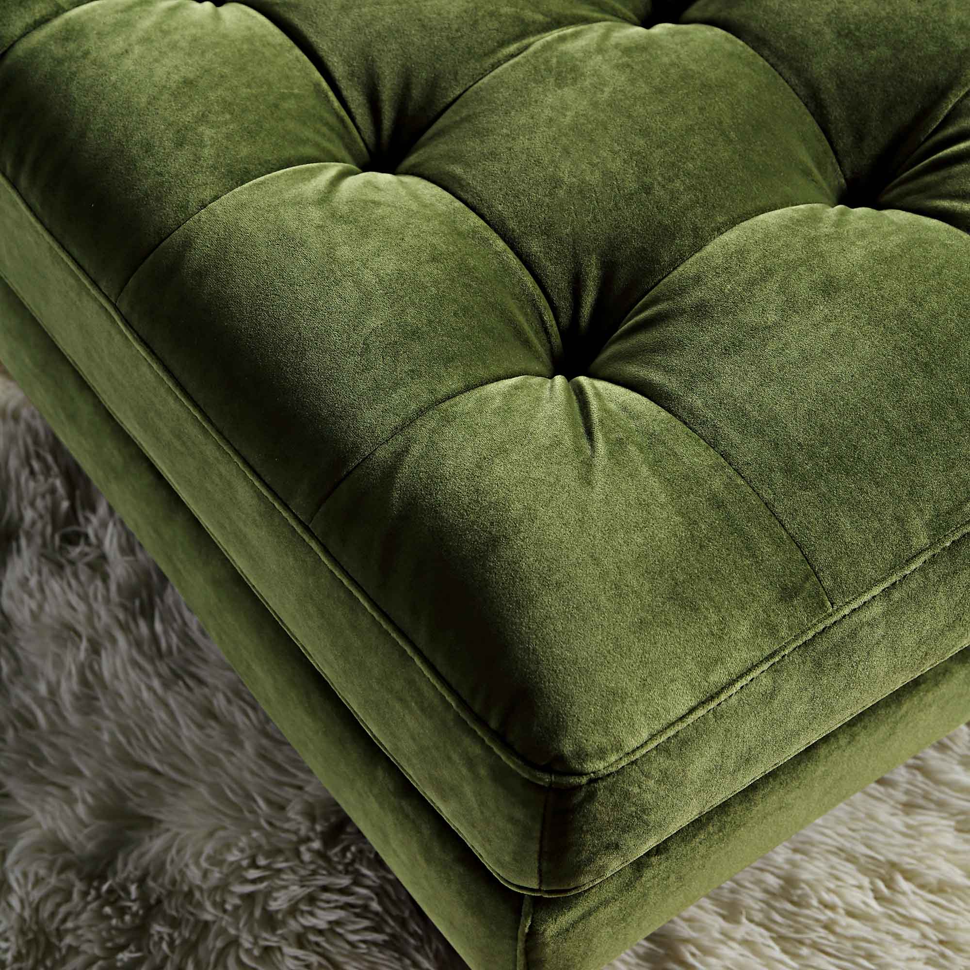Ottoman, Moss Green Velvet