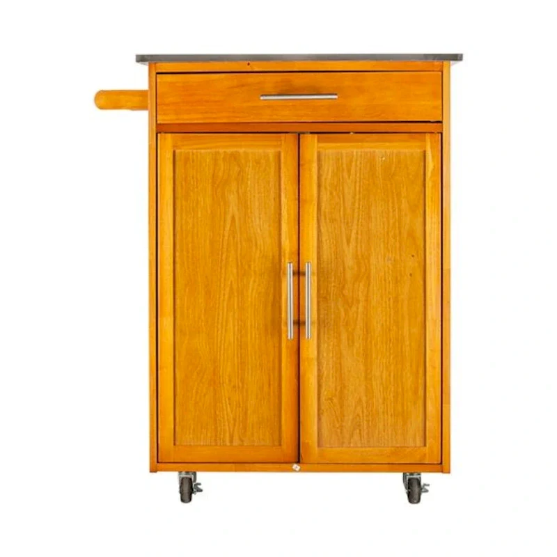 Moveable Kitchen Cart with Stainless Steel Table Top & One Drawer & One Cabinet Sapele - (28.74 x 18.90 x 35.04)
