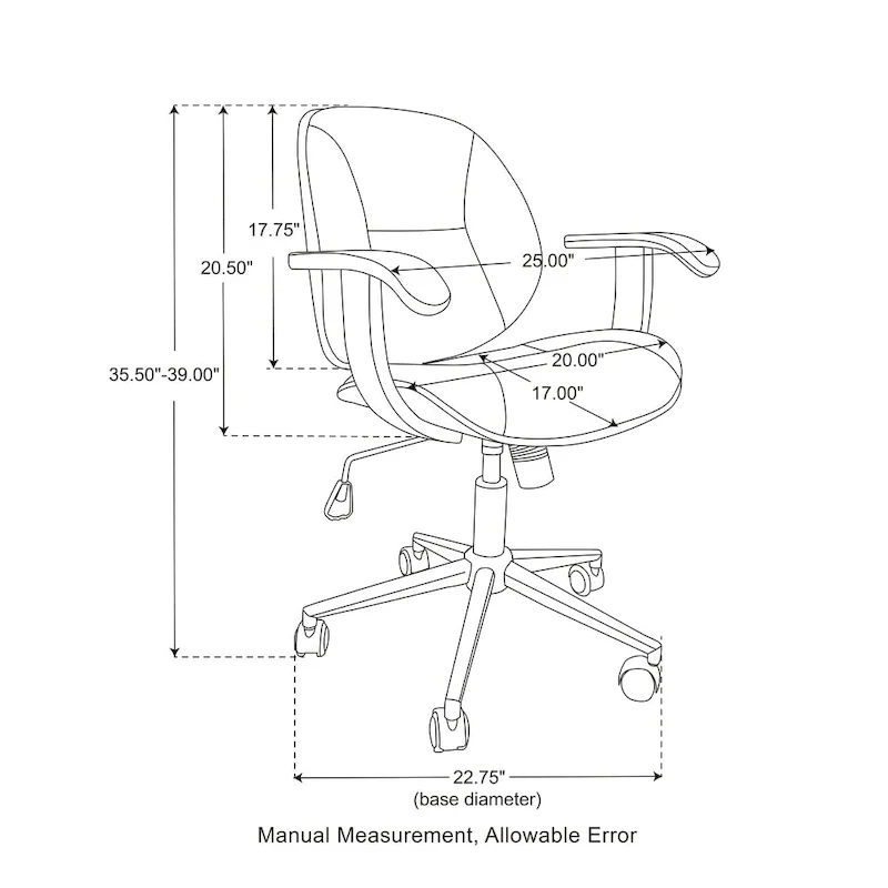 PU Leather Swivel Office Chair with Bamboo Armrests – Cocoa / Brown / Black, Mid-Back, Single User