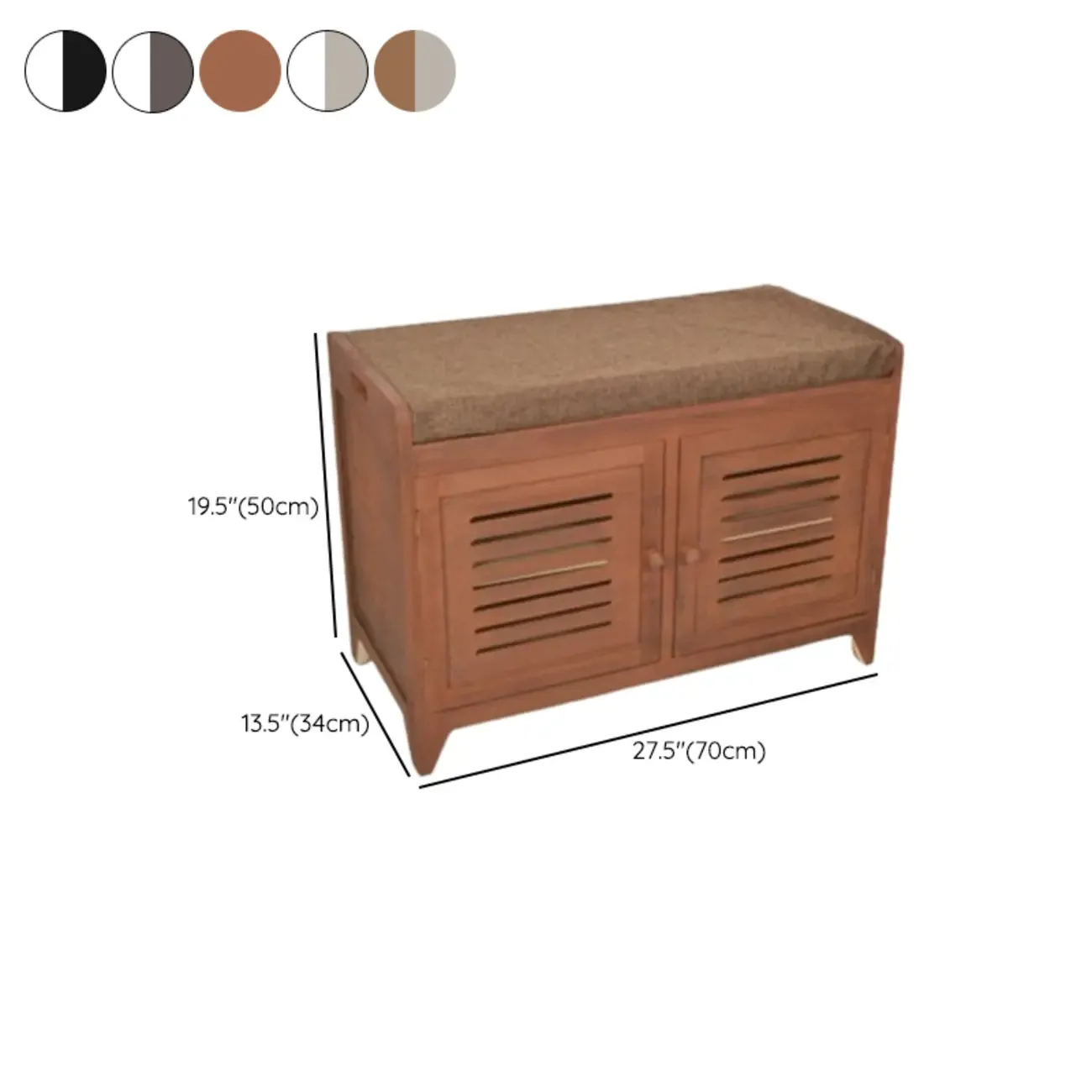 Entryway Wooden Cushioned Shoe Bench with Cabinet