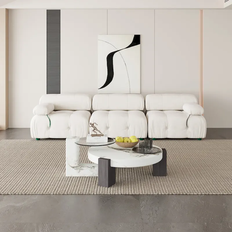 Velvet Fabric Upholstered Sectional Sofa Modern Couch