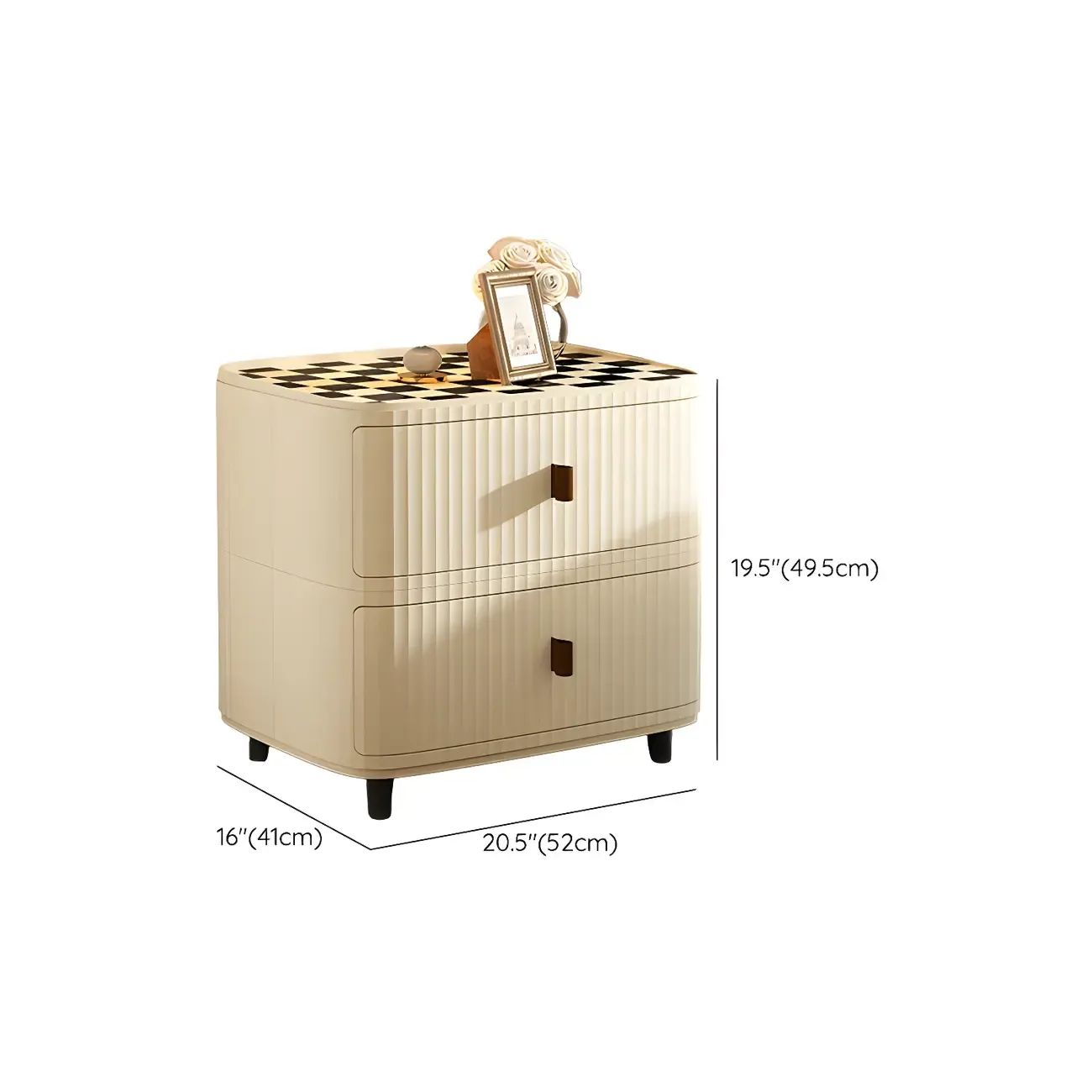 Modern Black And White Grid Top Nightstands with Drawers