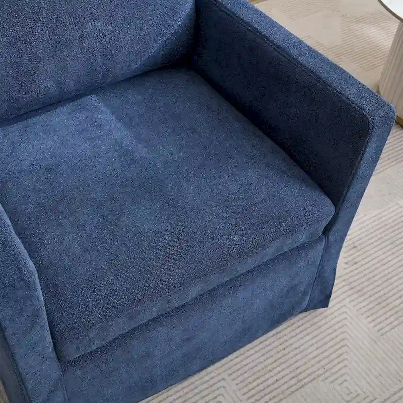 Modern 29.92 Chenille 360 Swivel Accent Chair with Solid Wood Frame and Removable Back Cushion