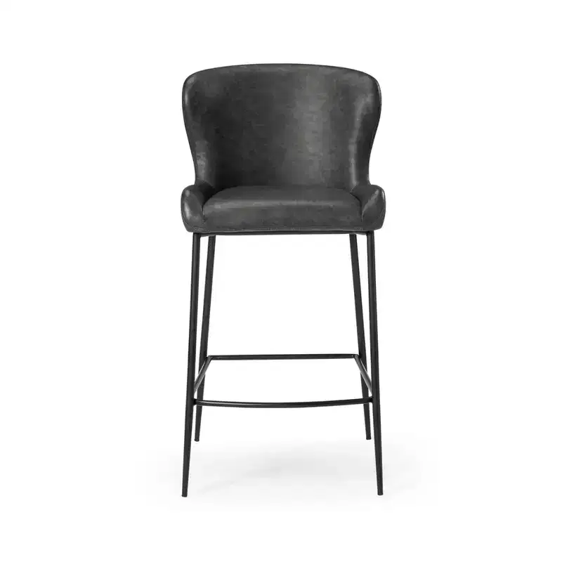Maven Lane Naomi Metal Counter Stool with Faux Leather 27
