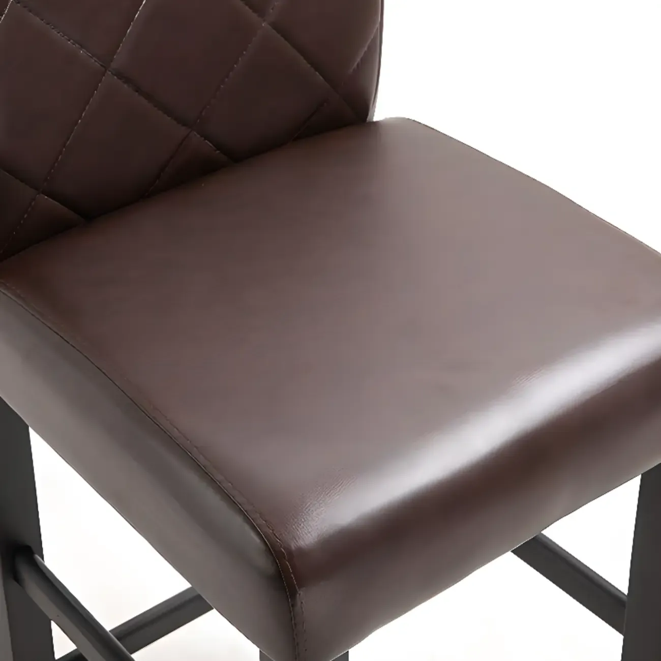 Traditional Wood Leather Upholstered Bar Height Stool