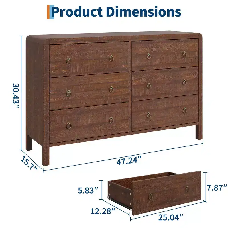 Dresser for Bedroom, Chest of Drawers, Closet Dresser Storage Cabinet Organizer for Bedroom, Living Room, Hallway & Office