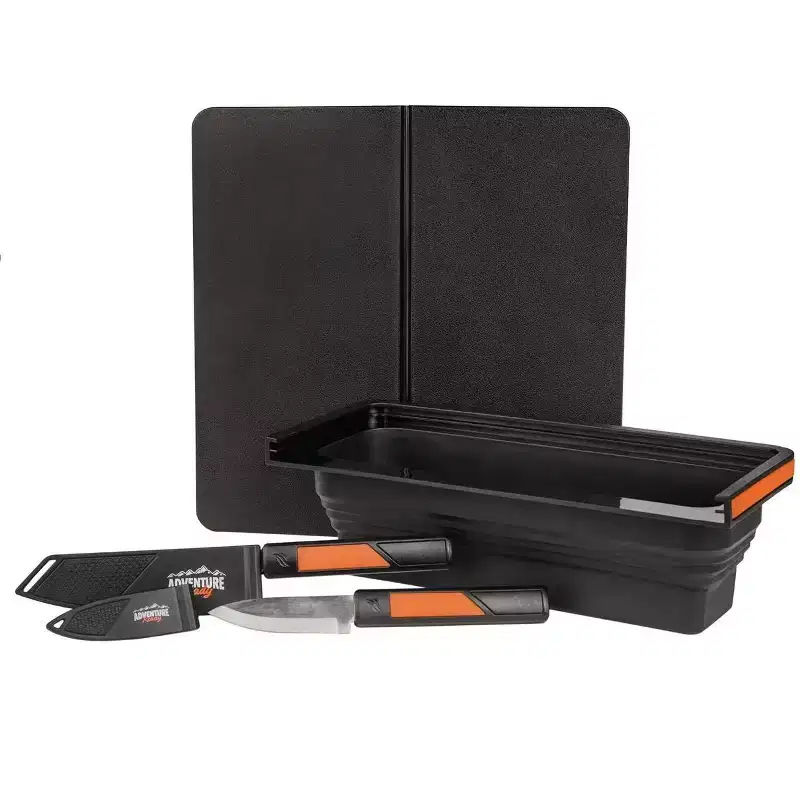 Blackstone Adventure Ready Prep Kit with Cutting Board, Knives & Collapsible Bin