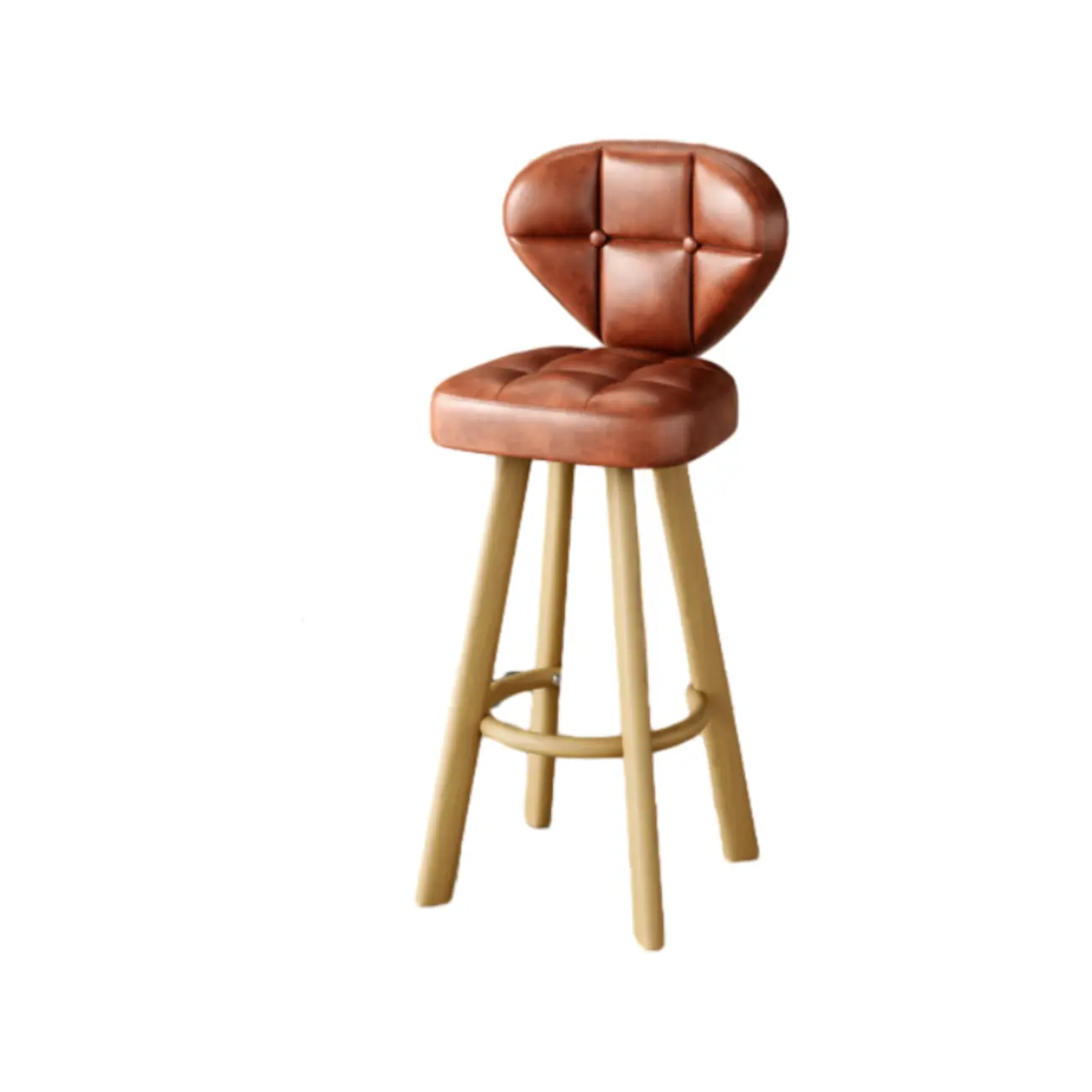 Modern Tufted Counter Height Bar Stools with Metal Footrest