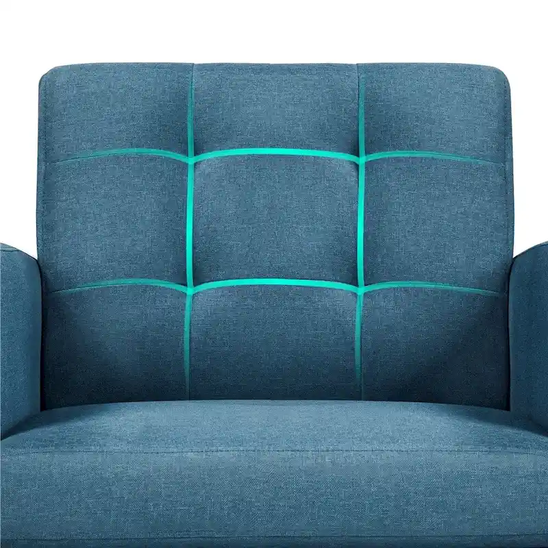 Yaheetech Mid Century Modern Fabric Arm Chair Tufted Accent Chair with Rubber Wooden Leg