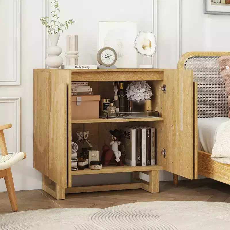GDFStudio Qi Vintage 31.50'' Wooden Cabinet with 2 Doors and Adjustable Shelf