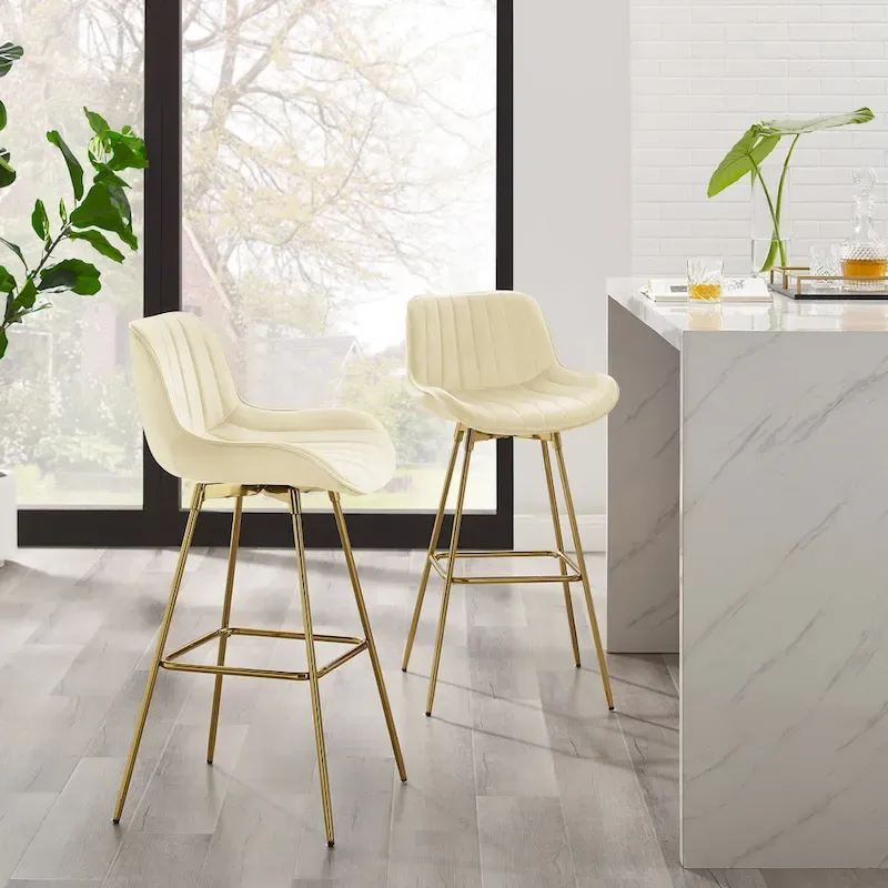 Modern Swivel Velvet Barstool