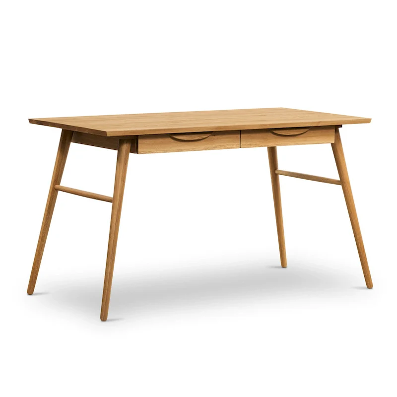 Poly & Bark Etta Office Desk - Solid Wood with Two Softclose Drawers