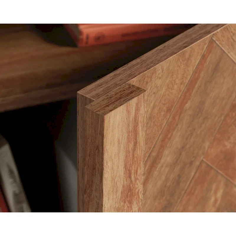 TV Credenza with Herringbone Doors & Adjustable Shelves – Mystic Oak / Sindoori Mango, Modern Style