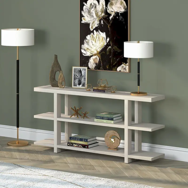 Rectangular Console Table with Storage Shelf