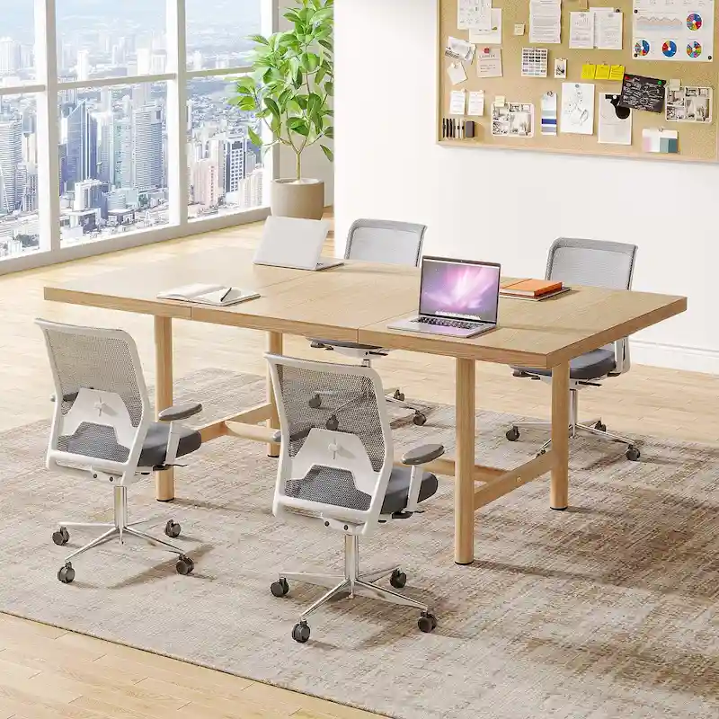 Rectangular Conference Table, 63 Inches Conference Room Table for 6 People, Modern Meeting Table