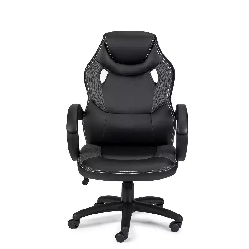 HomeStock 38 in.H Adjustable Height Black Faux Leather Seat Material with Swivels Office Chairs