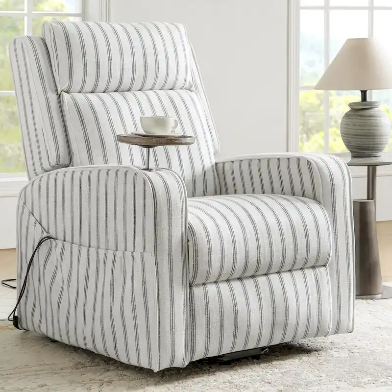 Darrell Modern Lift Assist Massage and Heating Power Recliner with Charing and Soild Wood Tray by