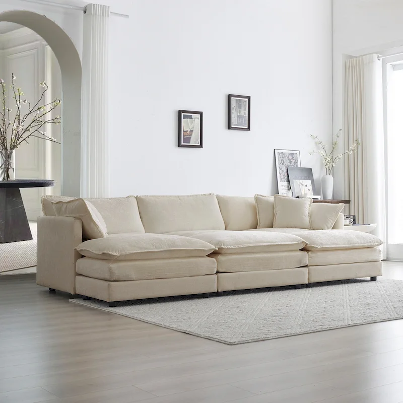 Deep Seat Reversible Modular 6 Seater U-Shaped Sectional Sofa 3 with Ottomans