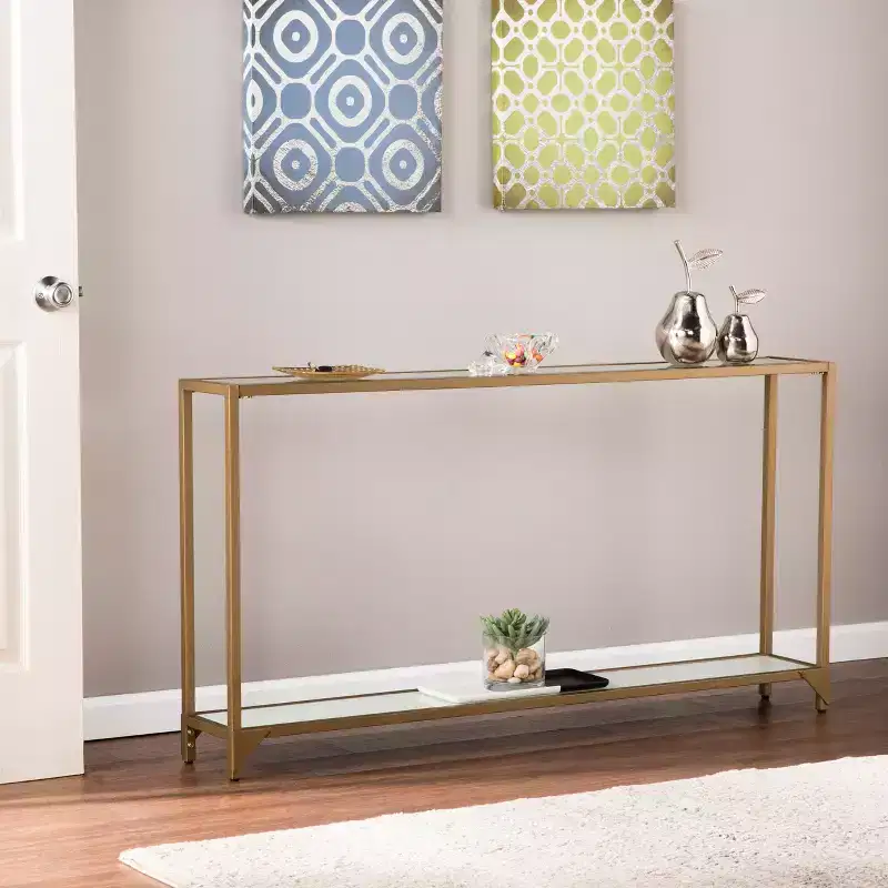 Bergen Narrow Console Table - Gold - SEI