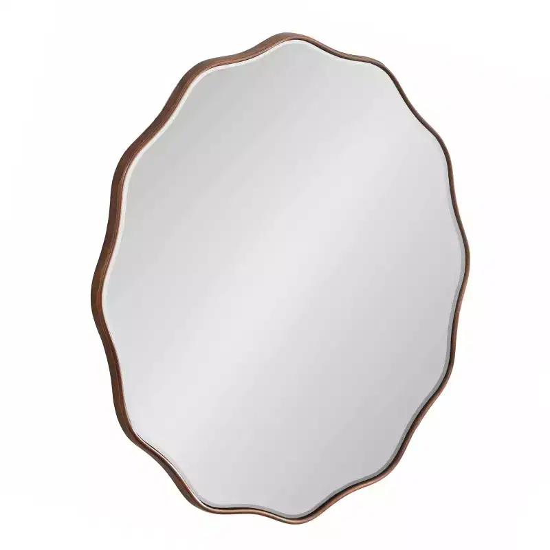 Kate & Laurel All Things Decor 26" Viona Round Scalloped Mirror Diameter Bronze