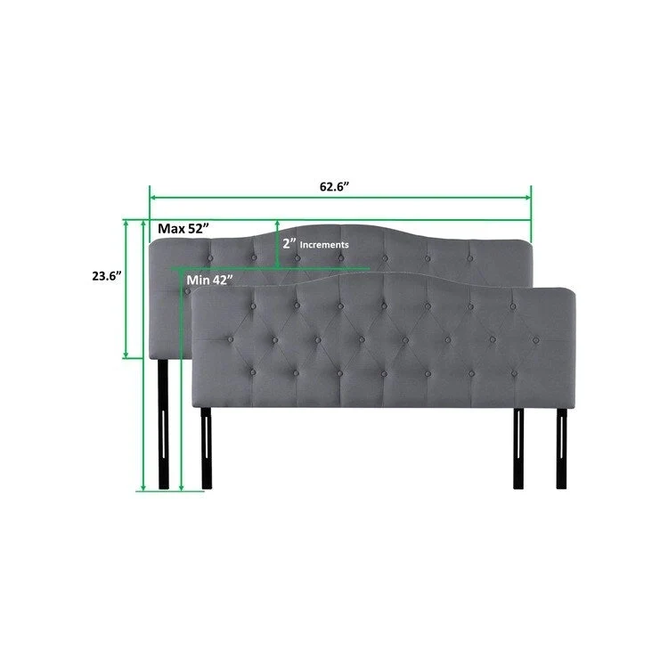 Cecilia Button Tufted Upholstered Headboard, Height Adjustable Headboards,Bed Backboard Premium Padded Fabric Headboard