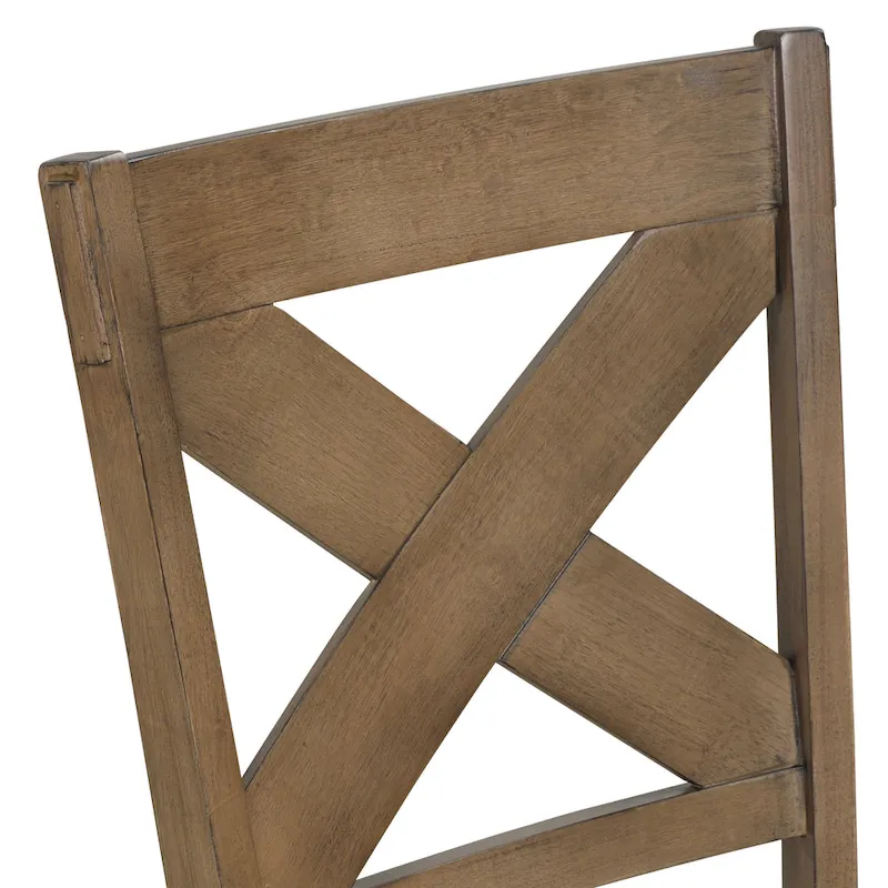 Roundhill Furniture Raven Wood 7-Piece Dining Set, Extendable Dining Table with 6 Chairs, Glazed Pine Brown