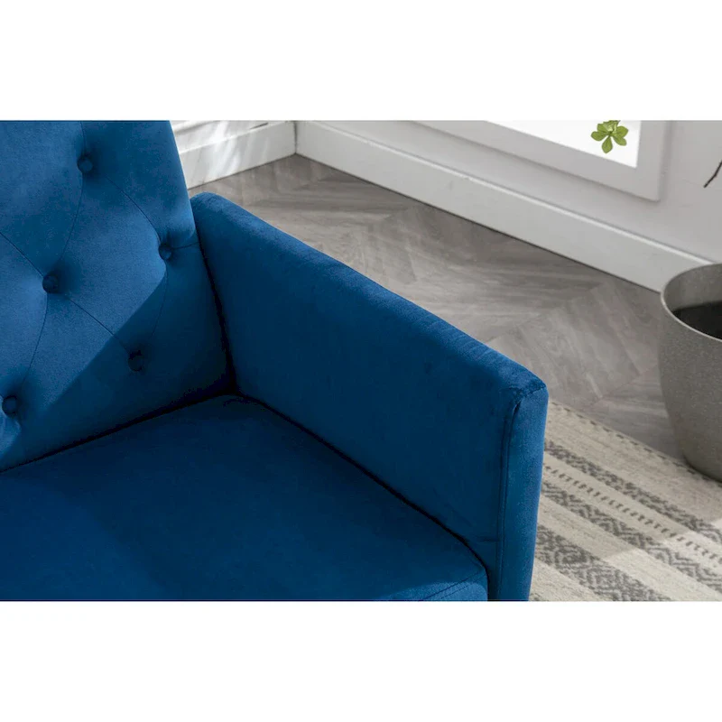 Velvet Accent Chair with Adjustable Armrests and Backrest, Button Tufted Lounge Chair, Single Recliner Armchair with Ottoman