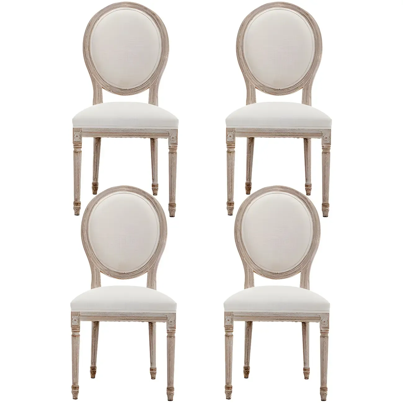 Upholstered King Louis Back Light Wood Dining Chair