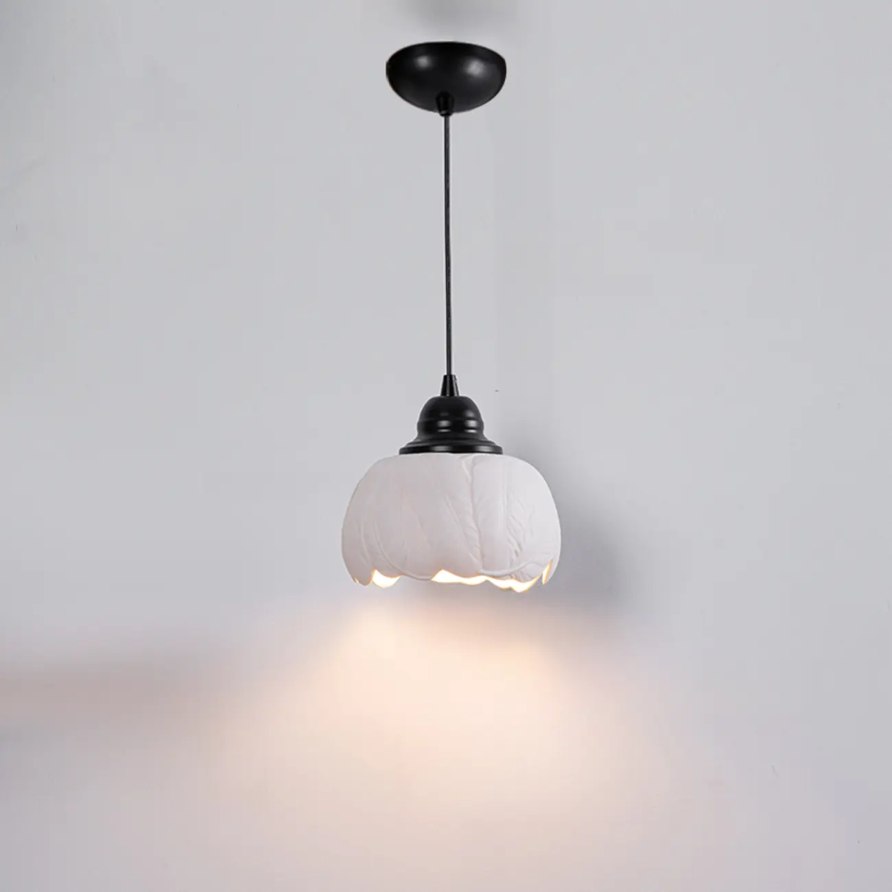 Modern White Ceramic Pendant Light Adjustable Height for Kitchen