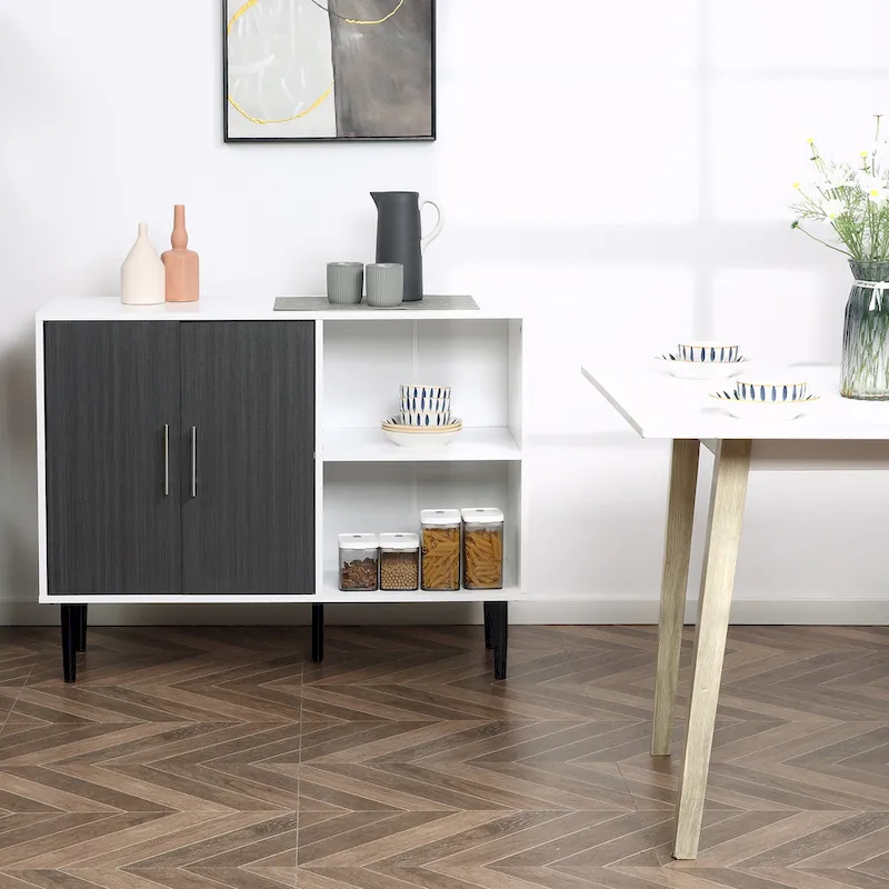 Grey 2-Door Storage Sideboard with Adjustable Shelf, 1-Person Assembly