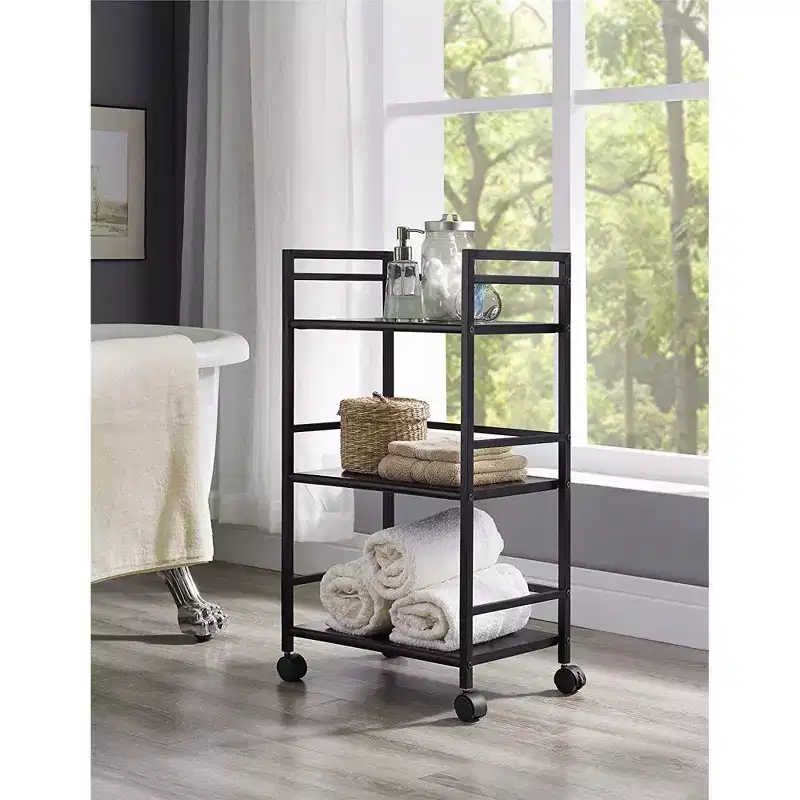 Karl Home 3-tier Rolling Black Utility Cart
