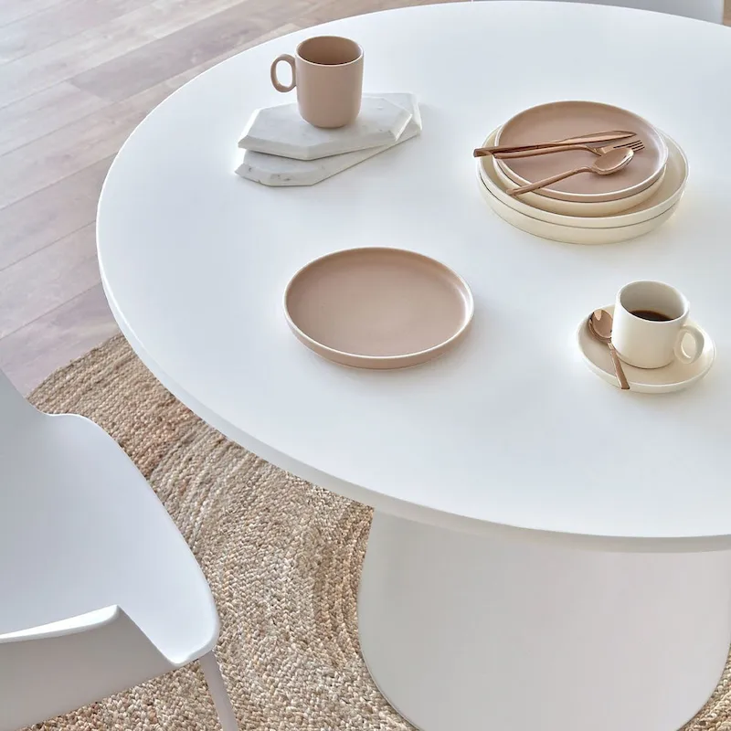 White Round Pedestal Dining Table 46-inch