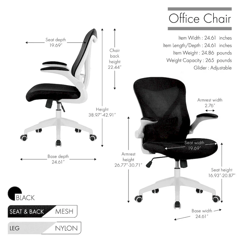 Ergonomic Mesh Office Chair with Nylon Base and Tilt Mechanism