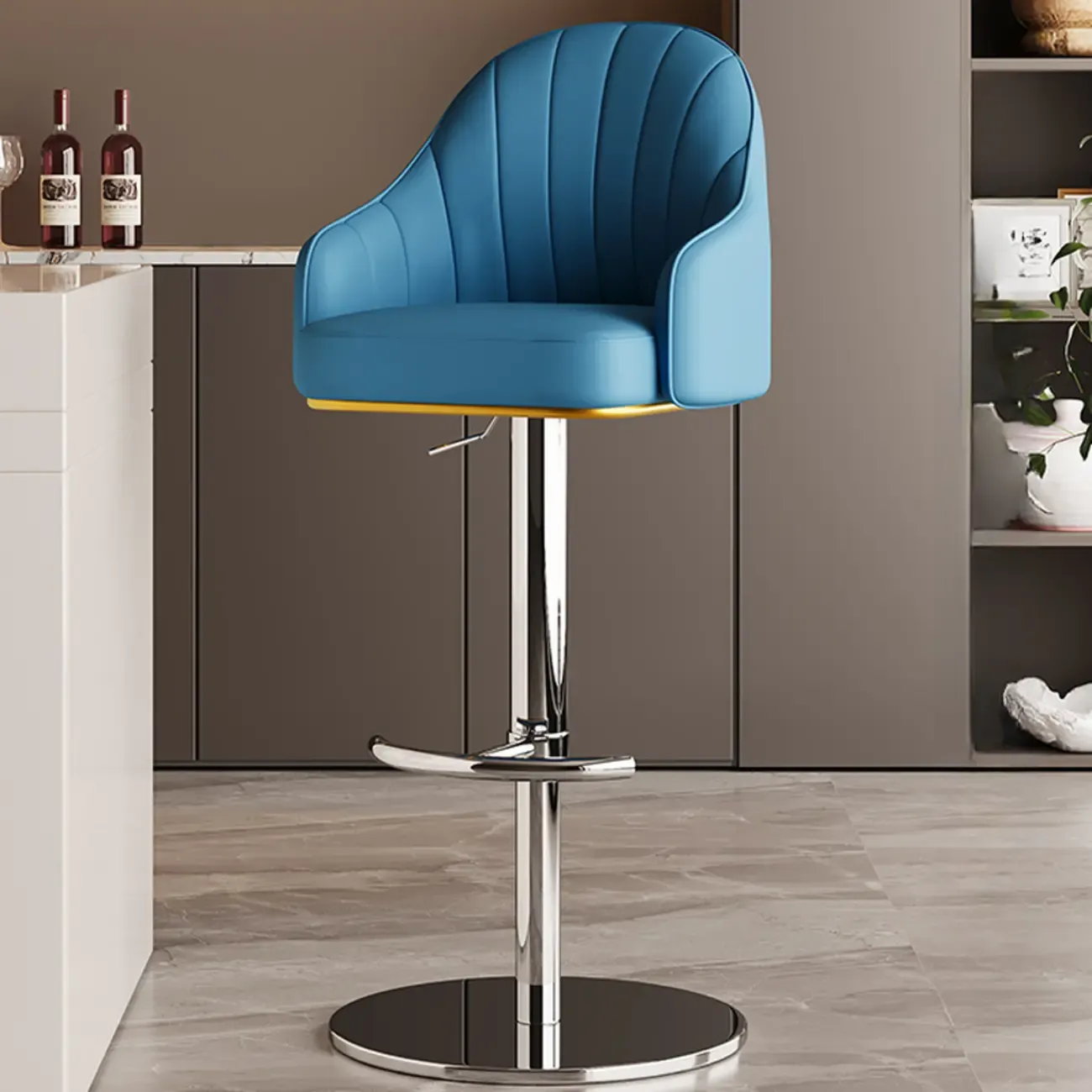 Low Back Adjustable Modern Leather Swivel Bar Stool
