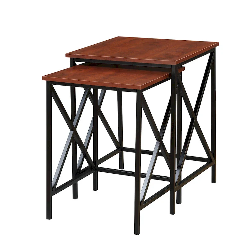 Black Metal X-Frame Nesting End Table - 18.25